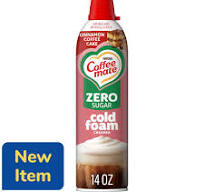 Coffee mate Cinnamon Coffee Cake Flavored Zero Sugar Cold Foam Creamer Non  Dairy Creamer, 14 OZ