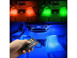 Estone Car Led Strip Light 4pcs 72 Led Multicolor Music Car Interior Lights Under Dash Lighting Waterproof Kit With Sound Active Function And Wireless Remote Control Car Charger Included Dc 12v Newegg Com