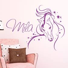 Sollten auch nach dem abziehen noch teile des wandtattoos nicht vollständig an der wand mit rauputz kleben, gibt es folgenden trick: Home Garden Wall Decals Stickers 10601 Wandtattoo Loft Wandaufkleber Einhorn Sterne Zauber Marchen Pegasus Pferd
