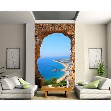 Largeur maximum d'un lé pour les papiers peints en lés : Papier Peint Trompe L Oeil Vue Sur Mer 2 Les 140x200cm Cdiscount Bricolage