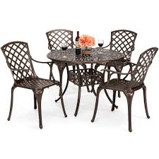 Best Choice Products 5 Piece All Weather Cast Aluminum Patio Dining Set W Chairs Umbrella Hole Lattice Weave Design Walmart Com In 2020 Patio Dining Set Outdoor Dining Set Patio Dining
