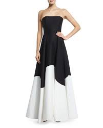 Halston Heritage Strapless Colorblock Structured Gown Black Eggshell Structured Gown Halston Heritage Gown Halston Heritage Dress