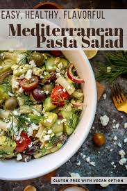 Remove the tough ends from the asparagus and cut into bite sized pieces. Gluten Free Mediterranean Pasta Salad With Lemon Basil Vinaigrette Goodfoodbaddie Best Pasta Salad Mediterranean Pasta Salads Tasty Pasta