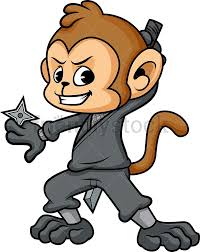 Monkey Ninja Cartoon Vector Clipart Friendlystock Cartoons Vector Cartoon Monkey Star Illustration