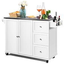Maybe you would like to learn more about one of these? Costway Kitchen Island 2 Door Storage Cabinet Stainless Steel Top W Drawers White Walmart Com Walmart Com