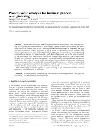 Pdf Process Value Analysis For Business Process Re Engineering
