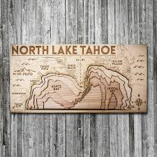 north lake tahoe wood map 3d topographic nautical chart