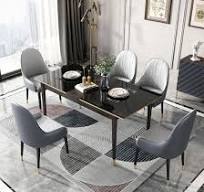 Unique Style Dining Room Furniture Modern Glossy Desktop Black Luxury  Retractable Dining Table Set