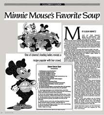Mockey, donald, goofy, daisy and pluto are are all coming! Celebrity Cook Minnie Mouse S Favorite Soup The New York Times
