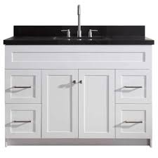 Black Bathroom Vanity Top Ariel Hamlet 49 In Bath Vanity In White With Granite Vanity Top In Absolute Black With White Basin F049s Ab Vo Wht Granite Vanity Tops Bath Vanities Single Sink Vanity