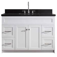 They provide sufficient space to get organised and ready for a busy day ahead. Ariel Hamlet 49 In Bath Vanity In White With Granite Vanity Top In Absolute Black With White Basin F049s Ab Vo Wht The Home Depot