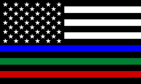 American flag with blue green and red stripe. Other Thin Line Flags U S