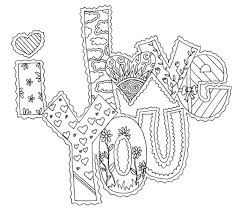 Coloring sheet for special occasions and days. Art Therapy Coloring Page Hearts I Love You 10