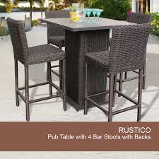 Shop webstaurantstore for fast shipping & wholesale pricing! Rustico Pub Table Set With Barstools 5 Piece Outdoor Wicker Patio Furniture Walmart Com Walmart Com