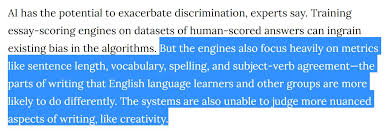 Hello, moment—and welcome to english forums. Rachel Thomas On Twitter Essay Grading Software Used In 21 States Focuses On Metrics Like Sentence Length Vocab Spelling Subject Verb Agreement But Ignores Hard To Measure Aspects Like Creativity Meaningless Gibberish Essays Created