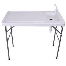 Reuniong fish table, folding camping hunting cutting table w/deepen sink, upgraded drainage hose, flexible stainless steel faucet, outdoor fish fillet cleaning station for garden, picnic and rv. Folding Portable Fish Table Hunting Cleaning Cutting Camping Sink Faucet From Goplus Accuweather Shop