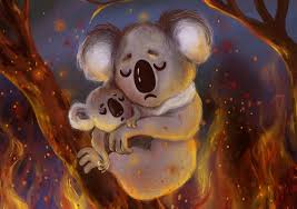 Artists Pour Tributes For Animals In Australian Fires To Encourage World S Help Koala Illustration Environmental Art Fire Art