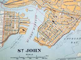 1915 Antique City Map Of Saint John New Brunswick Canada St John Saint John New Brunswick Canada City