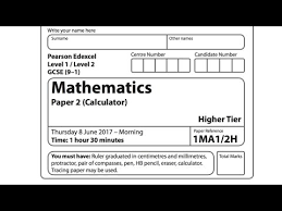 Question papers, mark schemes and examiner reports for the most recent exam sessions (within the last 9 months) can be accessed only by registered centres. June 8th 2017 Official Edexcel 9 1 Paper 2 Gcse Maths Higher Calculator Part 2 Youtube