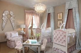 Angelic Nursery With Angel Wing Wall Decal And Twin Beds Afk Furniture Luxury Baby Furniture Kids F Baby Room Trends Twin Baby Rooms Twin Girls Nursery