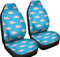 Ambulance Paramedic Car Pattern Print Universal Fit Car Seat Covers