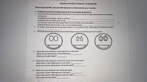 Incomplete dominance is when a dominant allele, or form of a gene, does not completely mask the effects of a recessive allele, and the organism's resulting physical incomplete dominance is not the same as codominance. Solved Genetics Practice Problems Worksheet 12 Where App Chegg Com