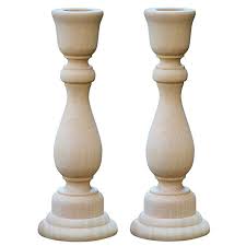 Amazon Com 6 3 4 Inch Unfinished Candlesticks Holders Pack Of 2 Unfinished Wood Classic Cr Wood Candle Sticks Wooden Candle Sticks Wooden Candlestick Holders