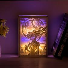 Cute Anime Light From Apollo Box Paper Carving Anime Shadow Lightbox Art