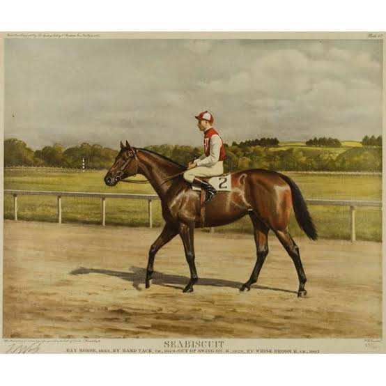 Sporting Art, Horses, Racing, Seabiscuit by Franklin Voss, Print, 1940 |  George Glazer Gallery, Antiques