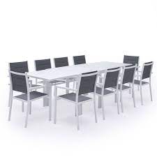 interior design salon de jardin en aluminium salon jardin venezia extensible en textilene gris places aluminium blanc tex home decor dining chairs coffee table