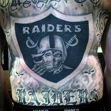 Flaming oakland raiders and skulls back head tattoo. 40 Oakland Raiders Tattoos For Men Football Ink Design Ideas Raiders Tattoos Raiders Tattoos Tattoos For Guys Raiders