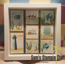 Stampin Up High Tide Colorful Seasons And Seaside Sampler Button Art On Canvas Box Frame Art Shadow Box