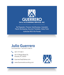 Black ink printed on white business card stock. Business Card Design For Guerrero Tax And Accounting Services Inc By Donj Design 20485503