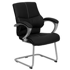 Alera reception lounge series guest chair. Flash Furniture Black Leather Executive Side Reception Chair With Silver Sled Base The Home Depot Canada