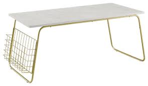 Add comfort and secret storage to the living room or family room with a storage ottoman or coffee table. 40 Modern Coffee Table With Magazine Holder White Faux Marble Gold Contemporary Coffee Tables By Walker Edison Houzz