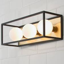 Boxed Globe Bath Light 3 Light Bath Light Contemporary Bathroom Lighting Globe Ceiling Light