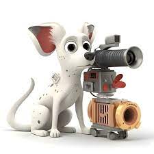 Karikatur Hund mit Video Kamera auf ein Weiß Hintergrund. 3d Wiedergabe, ai  generativ Bild 23631882 Stock-Photo bei Vecteezy