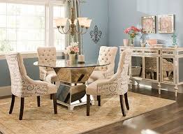 Mirage 5 Pc 48 Glass Dining Set Dining Sets Raymour And Flanigan Furniture Round Dining Room Table Chic Dining Room Dining Room Chairs
