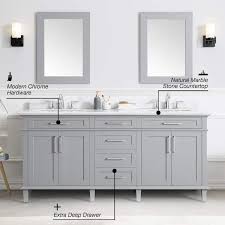 Double Sink Pebble Gray Bath Vanity