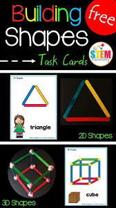Building Shapes Stem Cards The Stem Laboratory Preschool Stem Shapes Kindergarten Kindergarten Stem