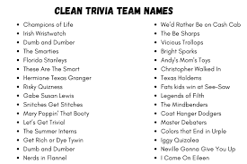 The entertaining experts at hgtv.com share tips for hosting a trivia night, including easy food and drink recipes. Clean Trivia Team Names 350 Best Names For Your Trivia Team
