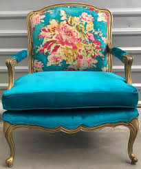 Turquoise French Fauteuil Bergere Chair Bergere Chair Upholstered Chairs Chair