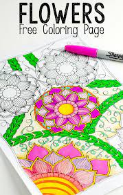 Flowers Coloring Page Easy Peasy And Fun Coloring Pages For Grown Ups Coloring Pages Printable Flower Coloring Pages