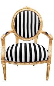 Get 5% in rewards with club o! Baroque Armchair Louis Xvi Black And White Striped And Gold Wood