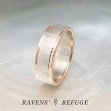 White And Rose Gold Wedding Band Men S Two Tone Ring Ravens Refuge Rose Gold Mens Wedding Band Mens Wedding Bands White Gold Mens Gold Wedding Band