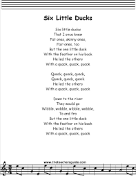 Six Little Ducks Lyrics Printout Midi And Video Preschool Songs Classroom Songs Children Songs Lyrics
