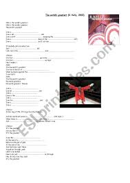 The world's greatest is a song written and recorded by r&b singer r. R Kelly The World S Greatest Esl Worksheet By Valie