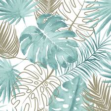 Gold & white commercial tropical leaf wallpaper. Green Tropical Leaves Wallpaper By Muriva L604 04 Glitter Metallic Palms Ebay