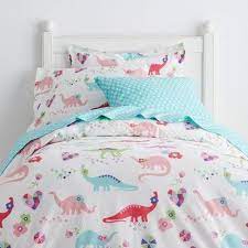 Dino Garden Percale Bedding Dinosaur Room Decor Toddler Girl Room Kids Duvet Cover