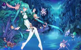 You can't buy your own item. Wallpaper Blue Hair Anime Girl Fairies Waterfall Light Fantasy 2560x1600 Hd Picture Image